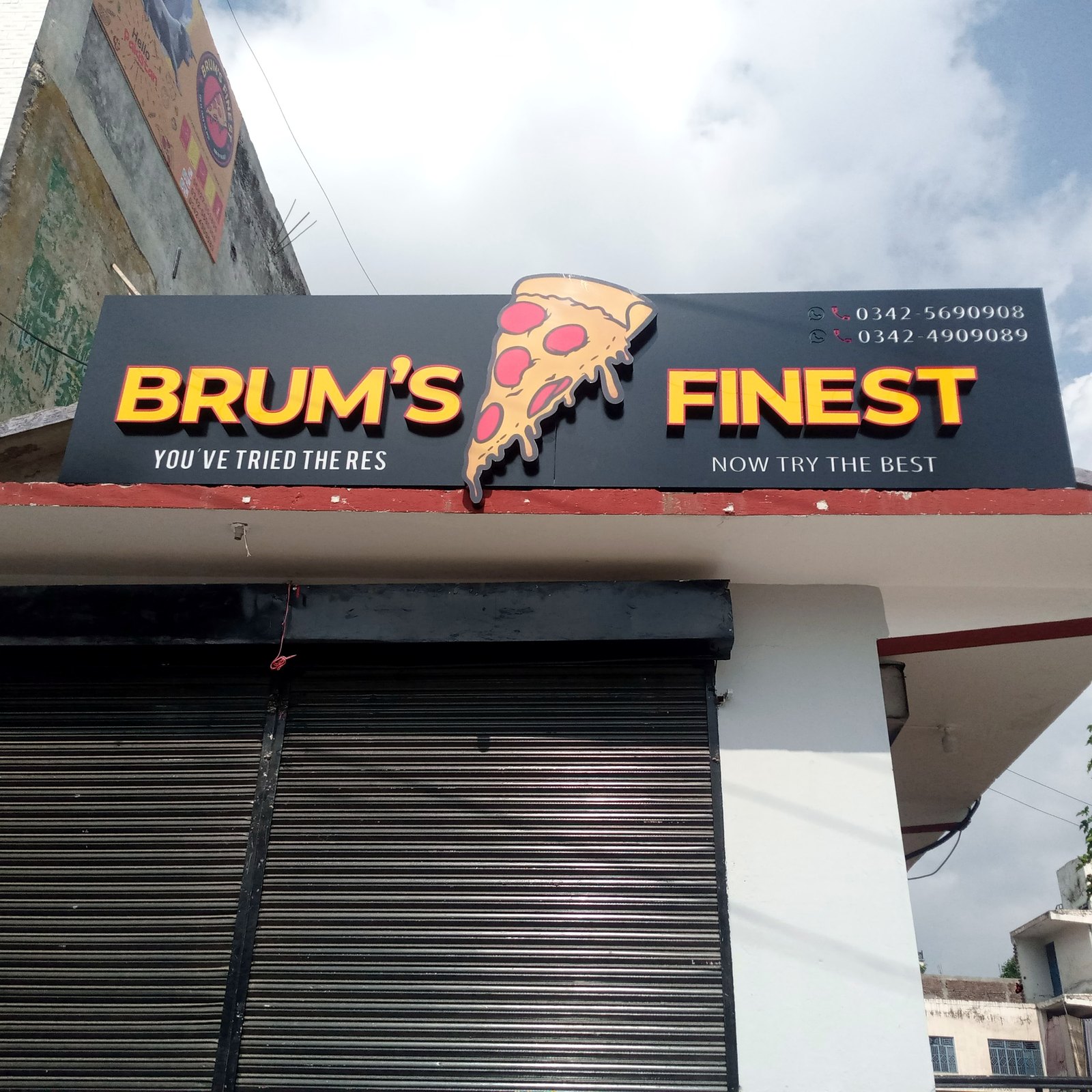 Brum’s Finest completed storefront fascia signage