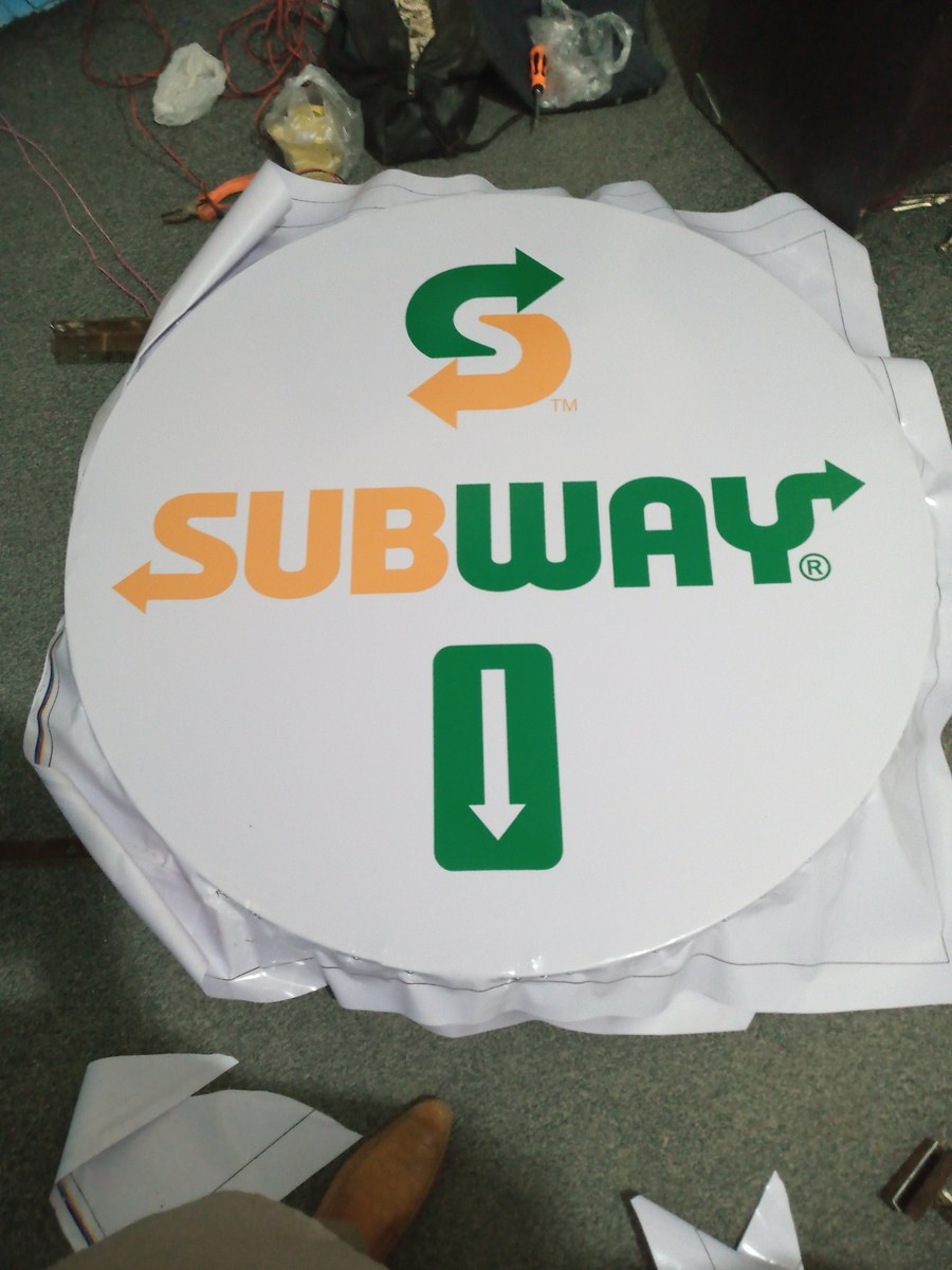 Subway interior signage and table branding